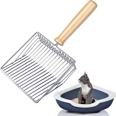 Produktbild von Katzenstreu Entsorgungseimer Schaufel, Katzenstreu Schaufel Metall, Streuschaufel Katzenklo, Katzenstreuschaufel Metall Streuschaufel Schaufel Edelstahl für Haustier (Silber/7mm)