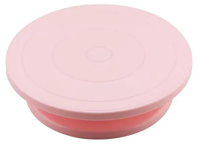 Imagen del producto de Base giratoria para pasteles, con rotación suave, superficie antideslizante, color rosa