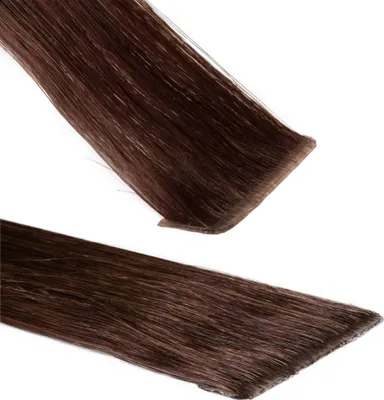 Produktbild von hair2heart Invisible Tape Extensions ľudské vlasy premium - 10 pások 50cm 4/77 stredne hnedá intenzívna hnedá