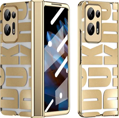 Produktbild von Hülle für Oppo Find N2 Hülle mit Displayschutz und Scharnierschutz, Galvanisierter Klar Schutzhülle Gold