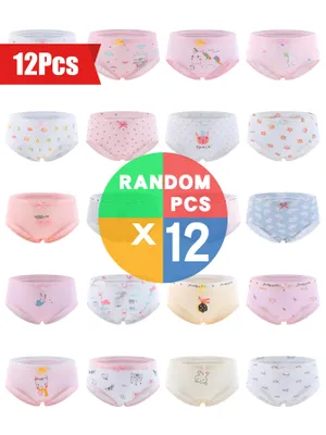Produktbild von 12 Mädchen Slips Unterhosen Unterwäsche Panty Kinder Baumwolle Hipster Schlüpfer Für Kinder im Alter von 3-4 Jahren und einer Körpergröße von 98-104cm