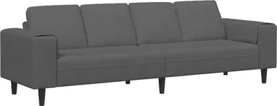 Imagen del producto de vidaXL Sofá, gris oscuro, 250 x 77 x 76 cm, tapizado en tela