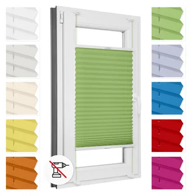 Obrázek produktu pro Estika Plisé roleta bez vrtání - 100 x 150 cm - Limetková - Vnitřní žaluzie na okno, montáž Klemmfix