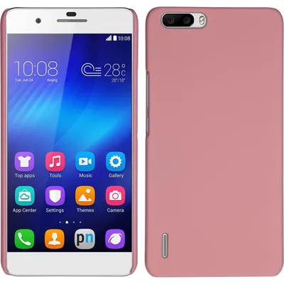 Produktbild von PhoneNatic Case kompatibel mit Huawei Honor 6 Plus - Hülle rosa gummiert Hard-case + 2 Schutzfolien