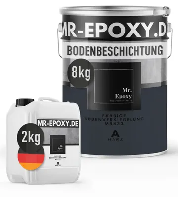 Produktbild von Mr. Epoxy Epoxidharz Bodenbeschichtung (10 kg, RAL 7016 Anthrazitgrau) - 2K Betonfarbe für Garagen, Keller & Werkstatt Boden - Flüssigkunststoff Epoxid Grundierung und Bodenversiegelung