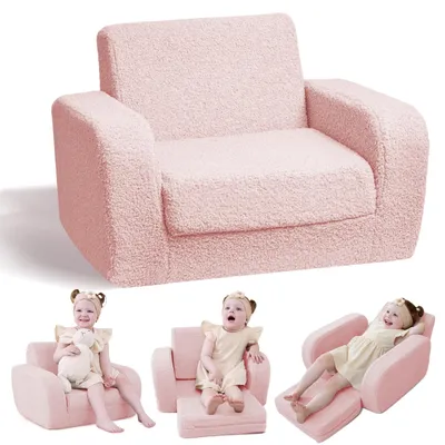 Produktbild von Kindersessel Kinderstuhl Kindersofa - 3-in-1 - Rosa - Ausklappbar - Mit abnehmbarem Bezug