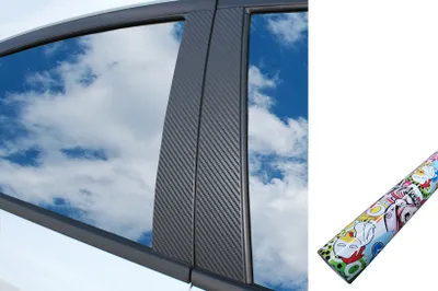 Produktbild von 6x PREMIUM A B C Säule Tür Leisten Auto Folie Wrap Set in Stickerbomb Hellaflush