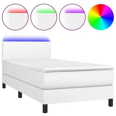 Produktbild von vidaXL Boxspringbett mit Matratze & LED Weiß 100x200 cm Kunstleder
