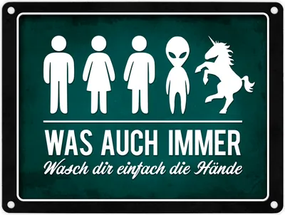 Produktbild von Wasch dir einfach die Hände Metallschild Toilette Hygiene Klo WC Einhorn waschen