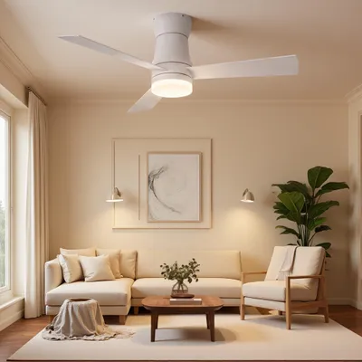 Produktbild von INONEFT 106 cm Deckenventilator mit Beleuchtung und Fernbedienung, 3 Blätter, Ultraleiser DC-Motor, 6 Geschwindigkeiten, dimmbare LED, Weiß