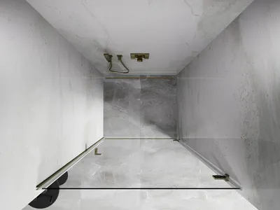 Image de Porte de douche droite Mexen Lunar-B 75 cm, transparente, or brossé - 832-075-000-55-00-P