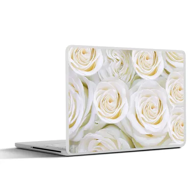 Produktbild von MuchoWow® Laptop Aufkleber Sticker Cover Blumen - Rosen - Weiß 36.5x27.5 cm - Laptop-Sticker