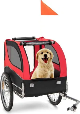 Produktbild von Famanu Hundeanhänger für kleine und mittelgroße Hunde - bis 40 kg - faltbarer Fahrradanhänger mit Reflektoren