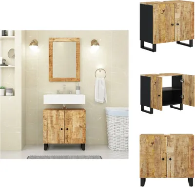 Produktbild von vidaXL Waschbeckenunterschrank Massivholz Mango und Holzwerkstoff -  Badezimmermöbel-Sets