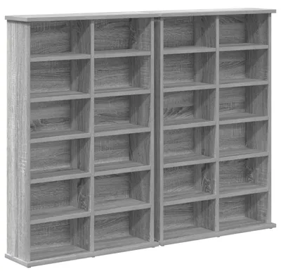 Produktbild von vidaXL CD Regal 2 Stk. Sonoma-Grau 60 x 17 x 92 cm Holzwerkstoff