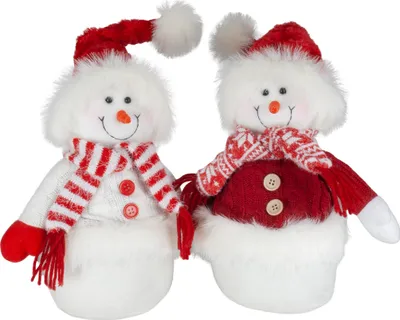 Produktbild von Schneemann 35cm stehend, Pärchen, 2er Set Dekofigur Weihnachten