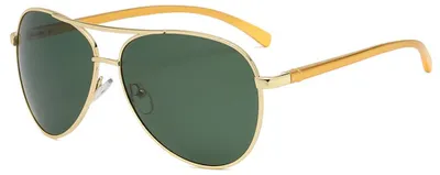 Produktbild von Techsuit - Sunglasses Polarized (2150) polarisierte Herren-Sonnenbrille mit UV-Schutz und Metallrahmen – goldfarben / schwarz-grün
