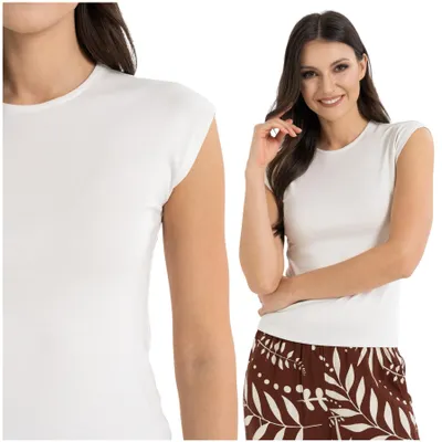 Productafbeelding van Moraj - Damesblouse, maat XL - Dames T-shirt, wit - Dames top - Korte mouwen, ronde hals