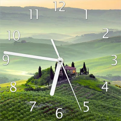 Produktbild von Wallario Design Wanduhr Toskana in Italien aus Echtglas, Größe 20 x 20 cm