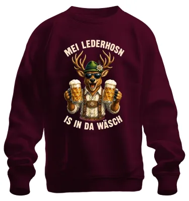 Immagine prodotto di Maglia con cappuccio, pantaloni corti in pelle, gonna tradizionale bavarese, felpa, maglione, colore bordeaux, taglia L