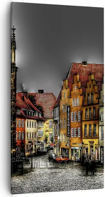 Produktbild von Bild auf Leinwand - Leinwandbild - Bunte Häuser historische Denkmäler - 55x100cm - Wand Bild - Wanddeko - Leinwanddruck - Bilder - Kunstdruck - Leinwand bilder - Wandkunst - PA55x100-0251