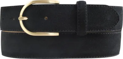 Produktbild von Damengürtel aus Veloursleder mit goldener Gürtelschnalle 3,5 cm