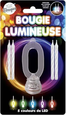Immagine prodotto di Candela LED di compleanno numero 0 colorata - taglia unica