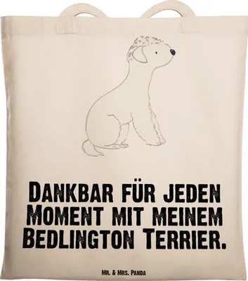 Produktbild von Mr. & Mrs. Panda canvas tasche Bedlington Terrier Moment - Transparent - Geschenk, Shopping, Laptoptasche, baumwoll shopper, Jutebeutel, Tote Bag
