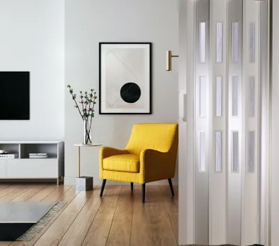 Produktbild von Forte Kunststoff-Falttür "Luciana" B 88,5 x H 202 cm weiß 3 Fenster