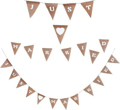 Produktbild von Oblique Unique Just Married Hochzeit Girlande Banner - Jute
