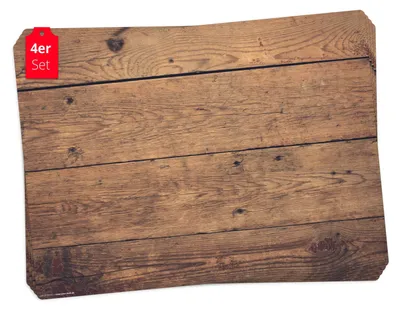 Produktbild von Tischsets | Platzsets abwaschbar – Holzoptik braun – aus Premium Vinyl (Kunststoff – BPA-frei) - 4 Stück - 44 x 32 cm -  Germany