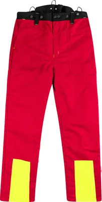 Produktbild von Woodcreek Schnittschutz Bundhose Basic 080 rot/schwarz/gelb, EN ISO 11393-2 Schutzklasse 1, Form A  Größe 46/48