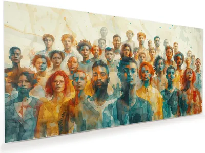 Produktbild von Glasbild 100x50cm in XXL für Wohnzimmer, Schlafzimmer Motiv Gesichtervielfalt