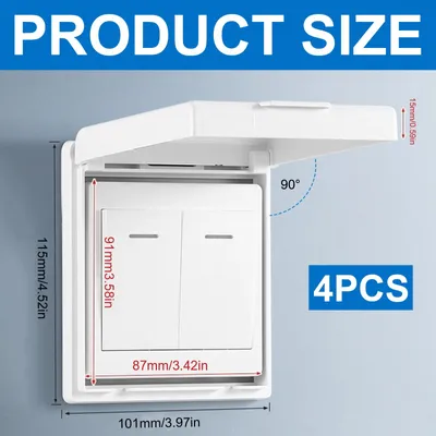 Imagen del producto de Cajas para enchufes, 4 unidades, con cubierta impermeable, tipo 86, para baños y exteriores
