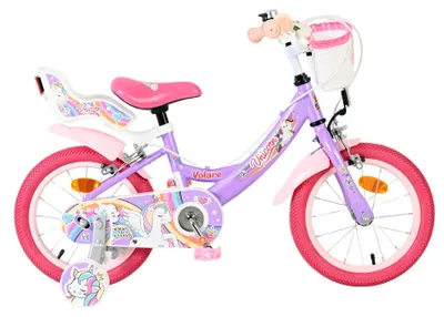 Productafbeelding van Volare Unicorn Kinderfiets - Meisjes - 14 inch - Paars - Twee Handremmen