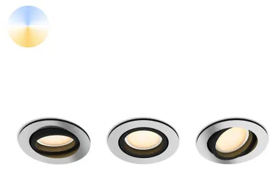 Produktbild von Philips Hue White ambience Einbauspot Milliskin (3er-Pack), Bluetooth/Zigbee, Aluminium, LED, GU10, 2200 K, 6500 K