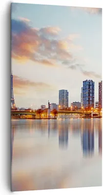 Produktbild von Bild auf Leinwand - Leinwandbild - Fluss Wolkenkratzer Ansicht Eiffle - 65x120cm - Wand Bild - Wanddeko - Leinwanddruck - Bilder - Kunstdruck - Leinwand bilder - Wandkunst - PA65x120-2831