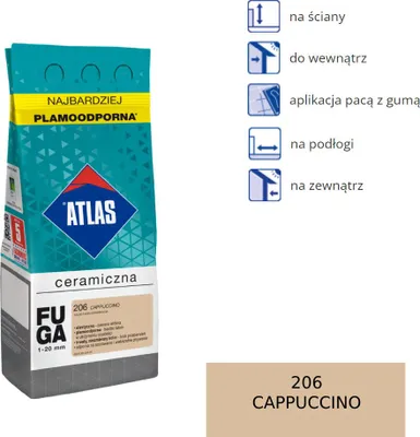 Zdjęcie produktu dla ATLAS KERAMIKFUGENMÖRTEL - 206 Cappuccino 2kg