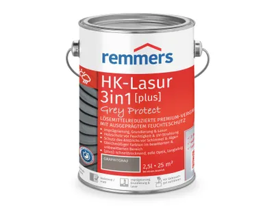 Produktbild von Remmers Aqua HK-Lasur 3in1 Grey Protect graphitgrau (FT-25416) 2,5 l, Holzlasur