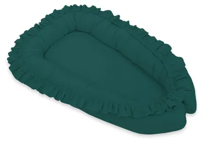 Immagine prodotto di Box per neonati Baby Kokon con telo fasciatoio Premium con volant MY SWEET BABY - verde bottiglia
