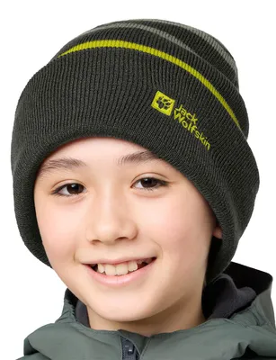 Zdjęcie produktu dla Czapka dziecięca uni Jack Wolfskin, wzór w paski, model "K Beanie", kolor: miętowy, rozmiar: S (EU)