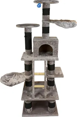 Produktbild von Kratzbaum Cody 60x60x185 cm mit 2 Hängematten und Ruhehöhle für 1-2 Katzen, Sisalstämme ø 12 cm
