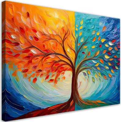 Produktbild von Leinwandbild Bunter Baum der Liebe Abstrakt 100x70 Feeby Bunt bild für die wand bereit zum aufhängen
