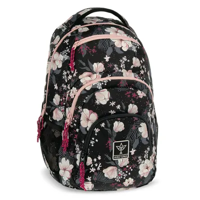 Produktbild von Ars Una Student Backpack Flowery Black AU2, schwarz-rosa, für Mädchen