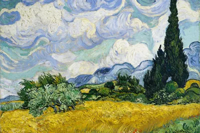 Image de Affiche 30 x 20 cm Champ de blé avec cyprès, Van Gogh Vintage