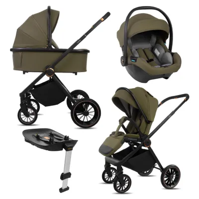 Obrázek produktu pro Babylux® Kočárek 4v1 Set Castor, Skládací A Lehký, Kombinovaný Kočárek Včetně Korbičky, Cestovního Kočárku, Autosedačky I-Size, Základny Do Auta, 4 Polohy Sklonu, 0–22 kg, Uv 50+