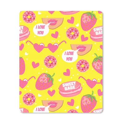 Produktbild von MuchoWow® Mauspad Mousepad Lebensmittel - Muster - Rosa 30x40 cm - Mousepads - Maus Mat - Pad - Mausunterlage - Mausmatten