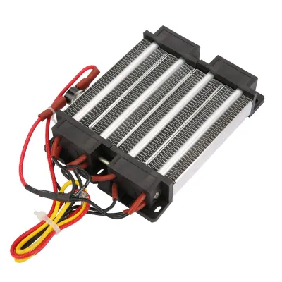 A ceramic air heater with wires and connectors.