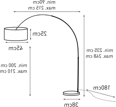 Produktbild von Bogenleuchte aus Stahl – Stahlleuchte – Wohnzimmerbeleuchtung – Verstellbarer Bogen – 45 cm Lampenschirm – Silber, Schwarz