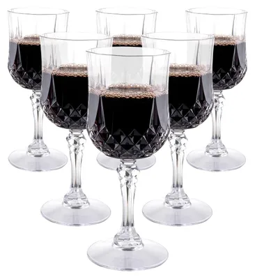 Weingläser aus Kunststoff, 6 Stück, 200 ml, Kristalleffekt